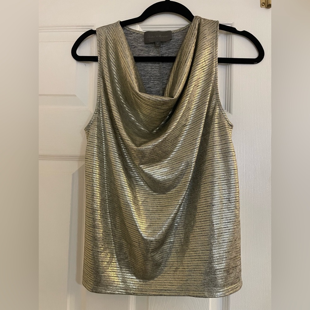 Sunday in Brooklyn Shimmering Gold part formal Sleeveless Top XS